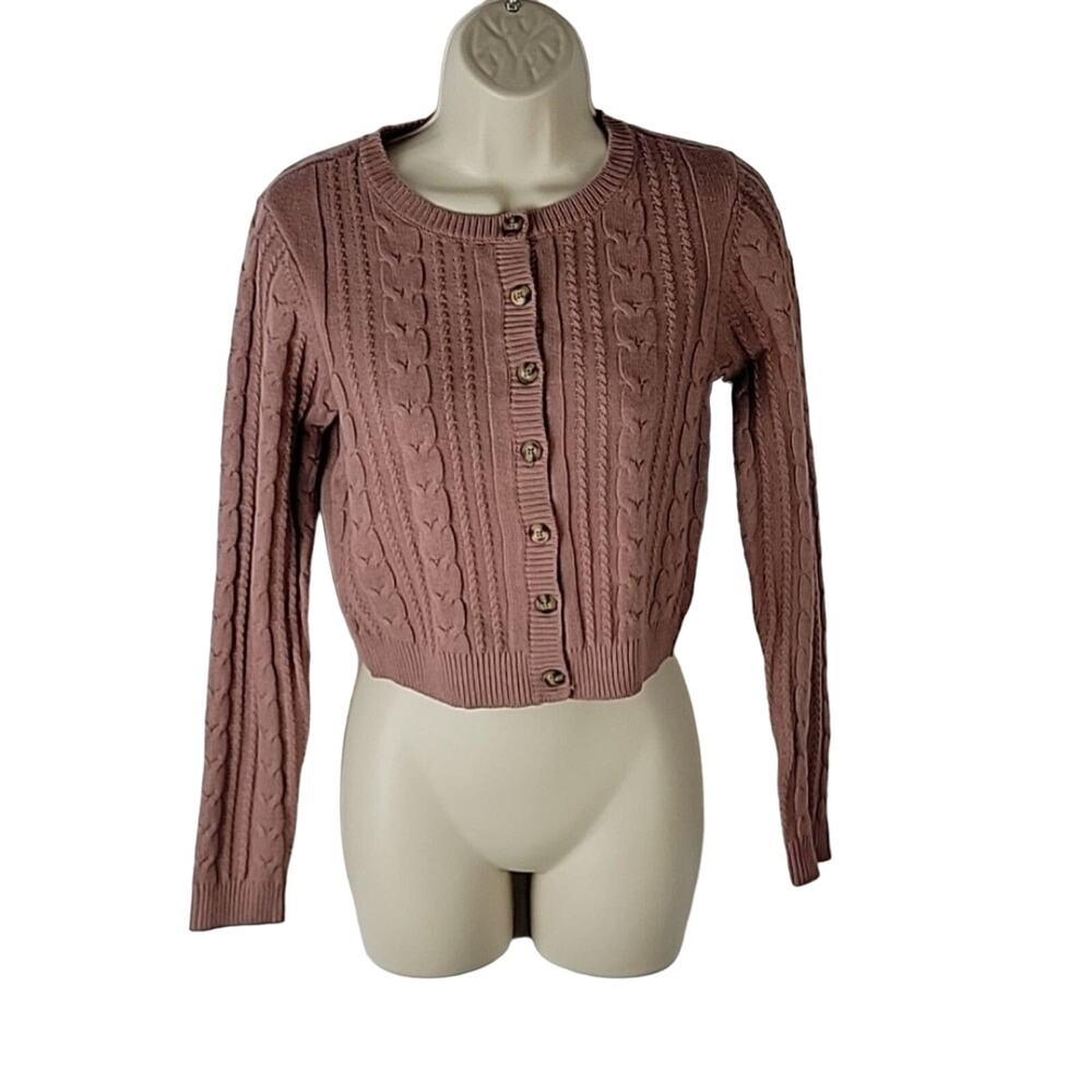 Wild Fable Cable Knit Cardigan, Mauve, Sz XS, NWT